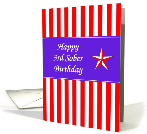 3 Years Happy Sober Birthday card (980115)