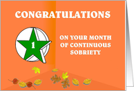 1 Month Continuous Sobriety Falling leaves card