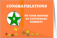 2 Months Continuous Sobriety Falling leaves card