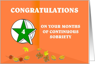 4 Months Continuous Sobriety Falling leaves card