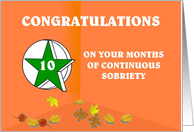 10 Months Continuous Sobriety Falling leaves card