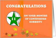 11 Months Continuous Sobriety Falling leaves card