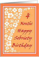 4 Month Happy Sobriety Birthday card