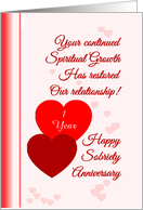 1 Year Recovery Happy Anniversary, Custom Text card