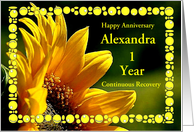 Happy Recovery Anniversary,- Sunflower, Framed in little circles card