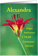 Happy Recovery Anniversary,- Red wood lily flower card