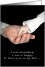 Congratulations - Great Grandmother - Little hand in hand card