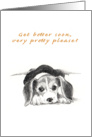 Get Well - Under the Weather - Sad puppy lying down card