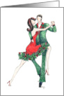 Merry Christmas - couple dancing - holly card