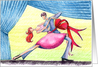 Birthday - Couple Dancing with Ribbon on Stage card