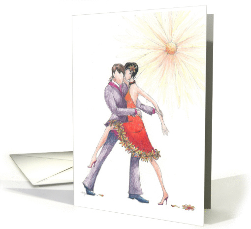 Birthday - Love Romance - Couple dancing with daisies card (907796)