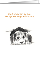 Get Well - Sad puppy lying down card