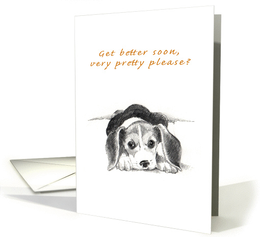 Get Well - Under the Weather - Sad puppy lying down card (908146)