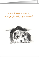 Get Well - Under the Weather - Sad puppy lying down card