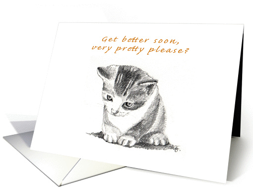 Get Well - sitting kitten card (908586)