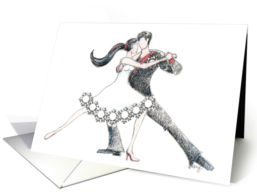Merry Christmas - couple dancing - snowflakes card (974739)