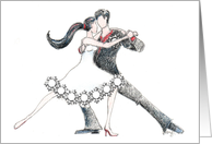 Merry Christmas - couple dancing - snowflakes card