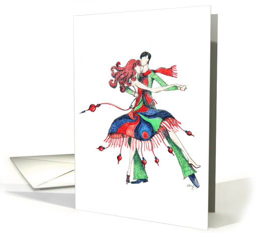 Merry Christmas - couple dancing - ornaments card (974741)