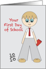 First Day of School - boy in smart school uniform card