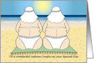 Wedding Congratulations - Beach Couple - Lesbian card