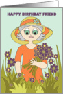 Birthday - Friend - Flower Garden card