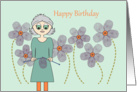 Happy Birthday  knitting a flower garden card