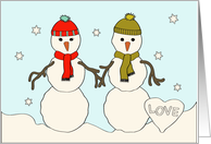Snowmen  Thinking of You - Love card
