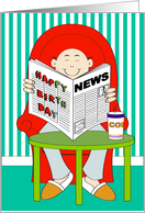 Happy Birthday - Relaxing with a Newspaper card