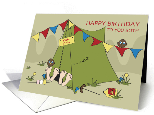 Twins Happy Birthday to you Both - Camping Kids card (1092106)