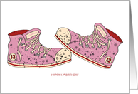 Happy Birthday - Teenager - 13 - Dirty Old Shoes card