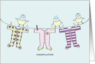 Baby Congratulations - Romper Suit washing Line card