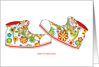 Happy Birthday - 8 - Canvas Flowery Shoes card