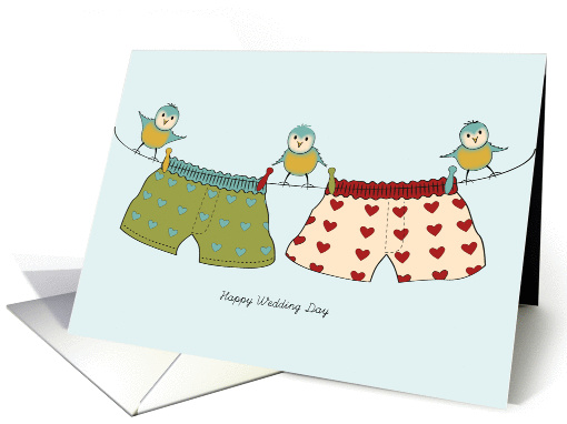 Happy Wedding Day - Heart Underpants Washing Line card (1219478)
