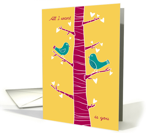 I Miss You - All I Want is you - Love Birds card (1219488)