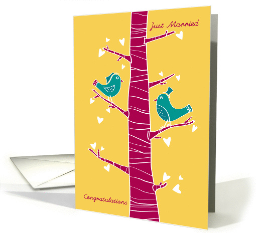 Just Married - Congratulations - Love Birds card (1219490)
