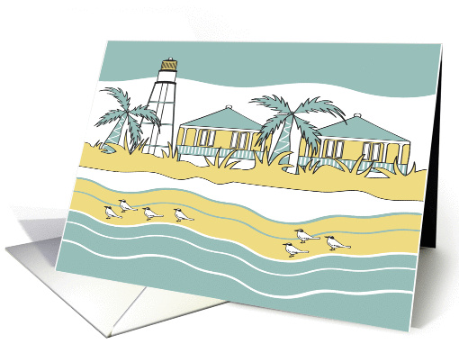 Illustration - Beach and Lighthouse card (1219492)