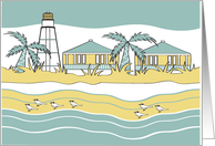 Illustration - Beach and Lighthouse card