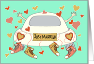 Just Married - Congratulations - Wedding Car card
