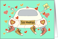 Just Married - Congratulations - Wedding Car - Gay card