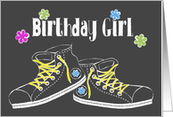 Birthday Girl - Chalkboard - Sneakers card