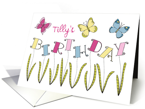 Birthday - Custom Front - Butterfly and Flowers card (1427756)