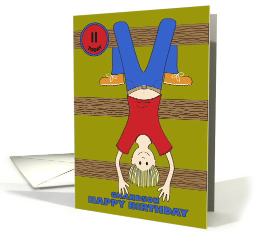 11th Birthday Grandson Upside Down Customizable Age card (1619788)