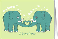 Thinking of You - I Love You - Elephants in Love card