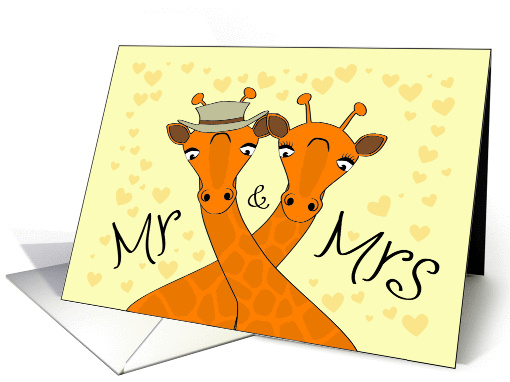 Wedding congratulations - Mr and Mrs Giraffe card (925819)