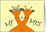 Wedding congratulations - Mr and Mrs Giraffe card
