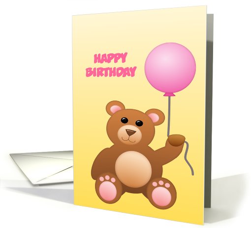 Happy Birthday Teddy Bear (girl)  Custom Text card (907495)