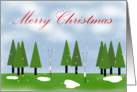 Merry Christmas Reindeer and Trees in the Snow card
