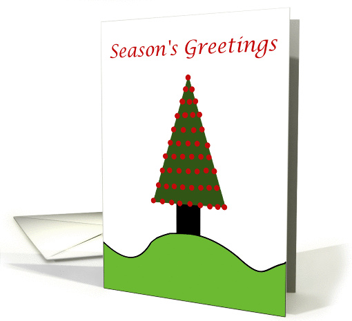 Season's Greetings Christmas tree on a hill card (1127464)