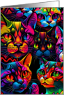 Psychedelic Cats Any Occasion Blank Note Card