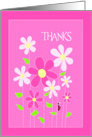 Pink Flowers Thank You Card